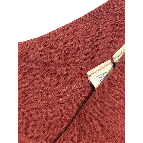 Sky And Sparrow Button Front Rust Midi Dress Crinkle Gauze L Boho Feminine Flowy - Picture 3 of 12